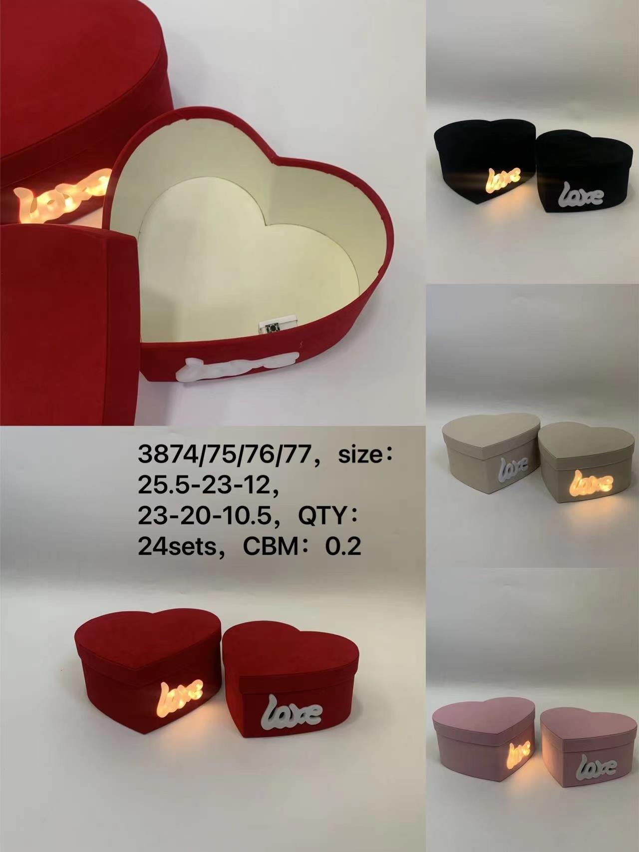 LUXARY HEART VELVET WITH LIGHT 2PC
